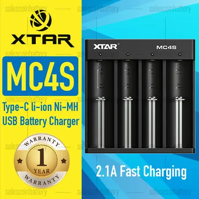 Xtar MC4S 4 Slot Smart Battery Charger USB-Type C F Li-ion Ni-MH Ni-CD >VC4 D4 • $30.50
